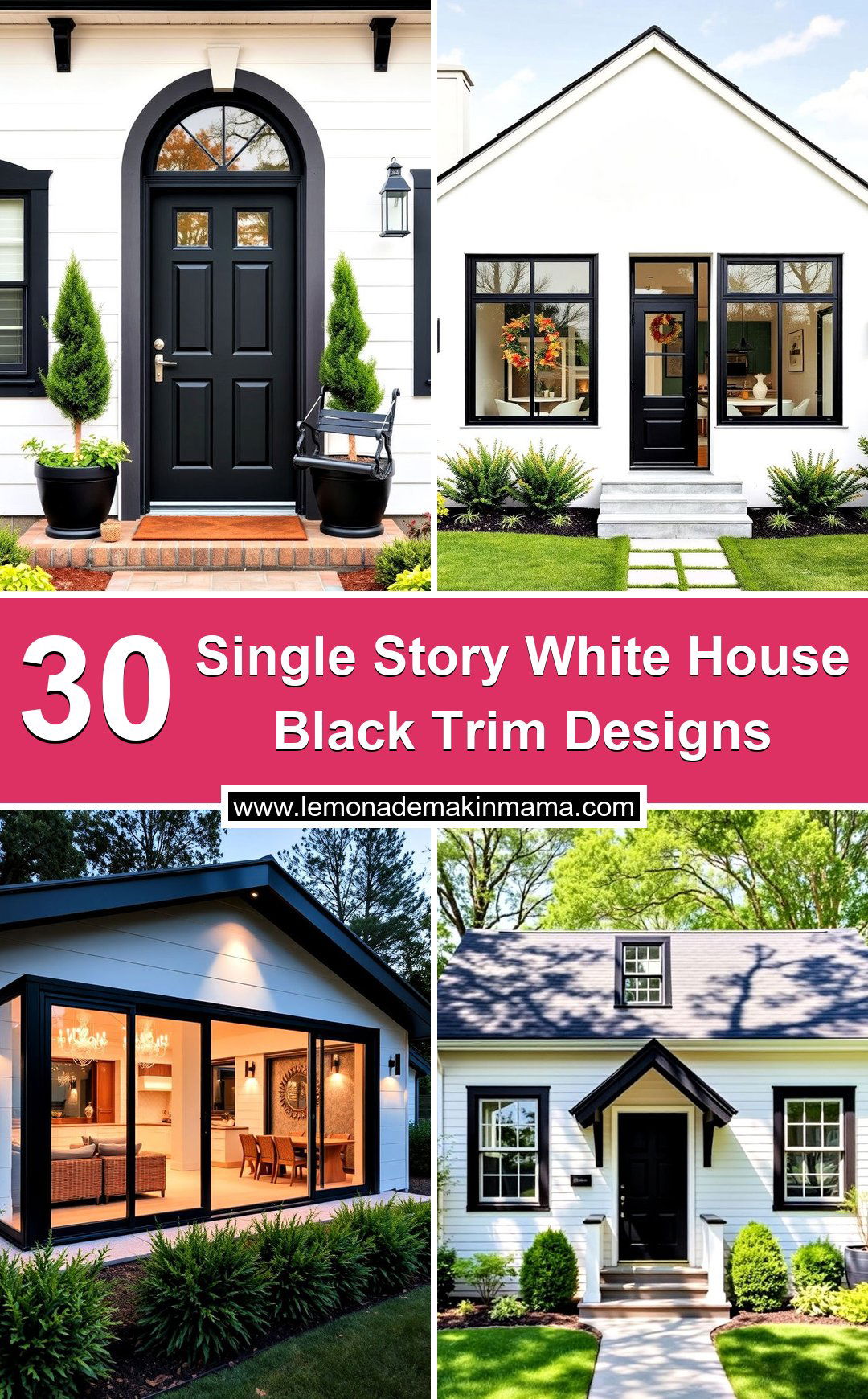 Single Story White House Black Trim Designs