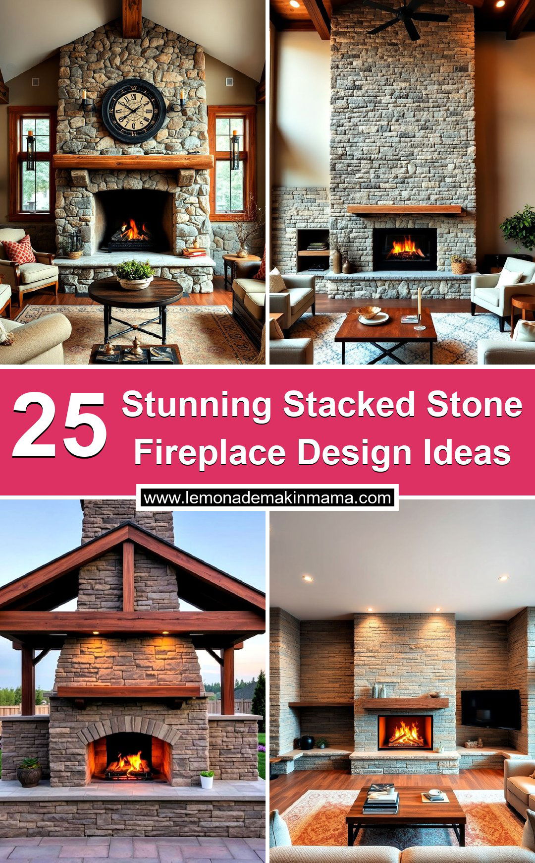Stunning Stacked Stone Fireplace Design Ideas