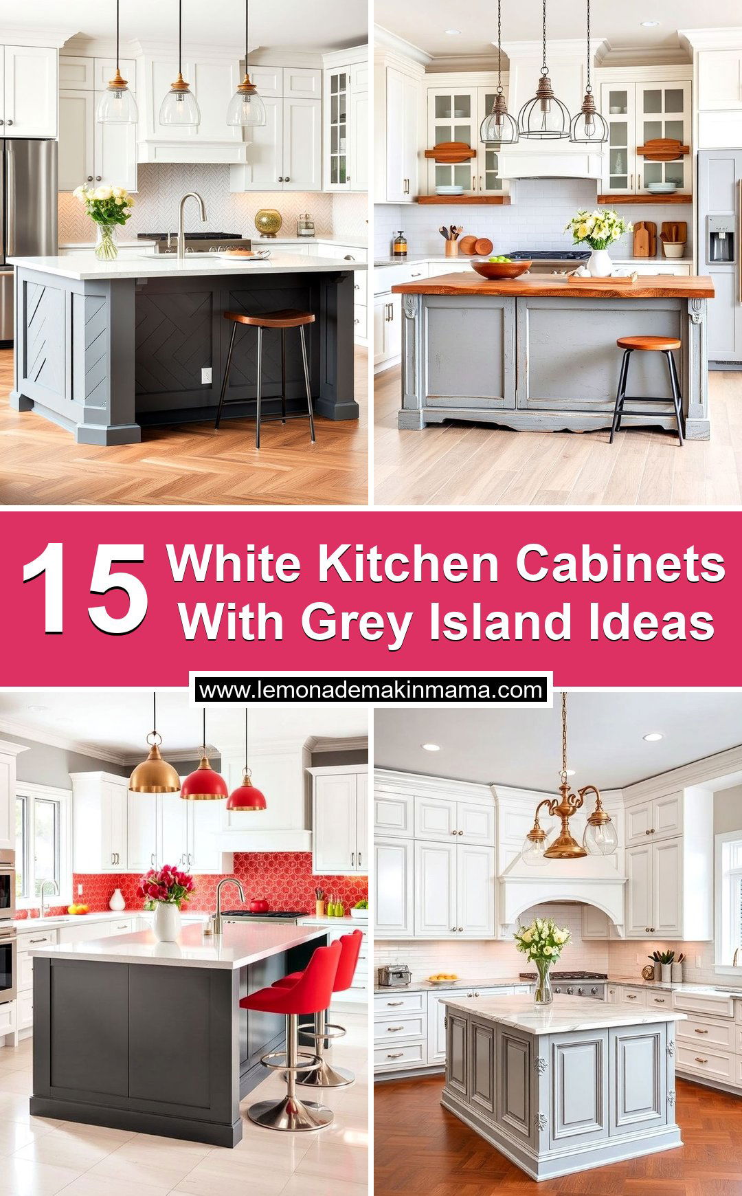 White Kitchen Cabinets With Grey Island Ideas