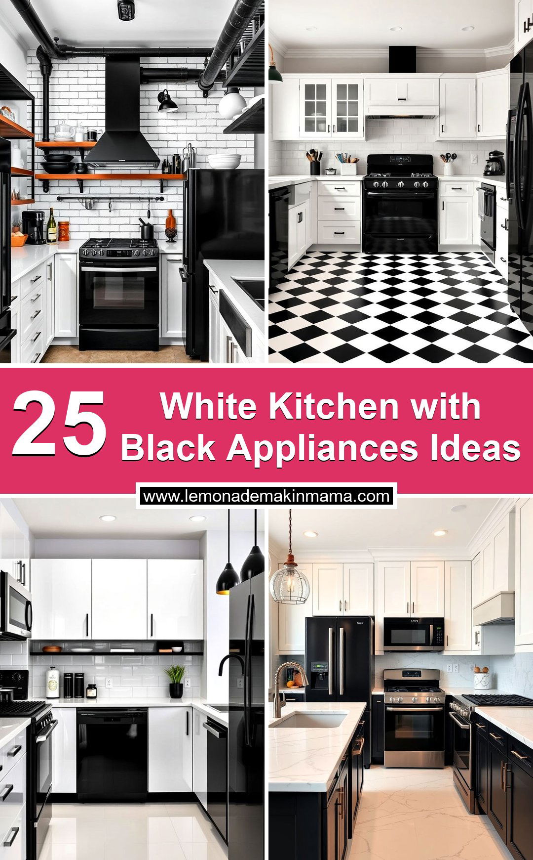 White Kitchen with Black Appliances Ideas
