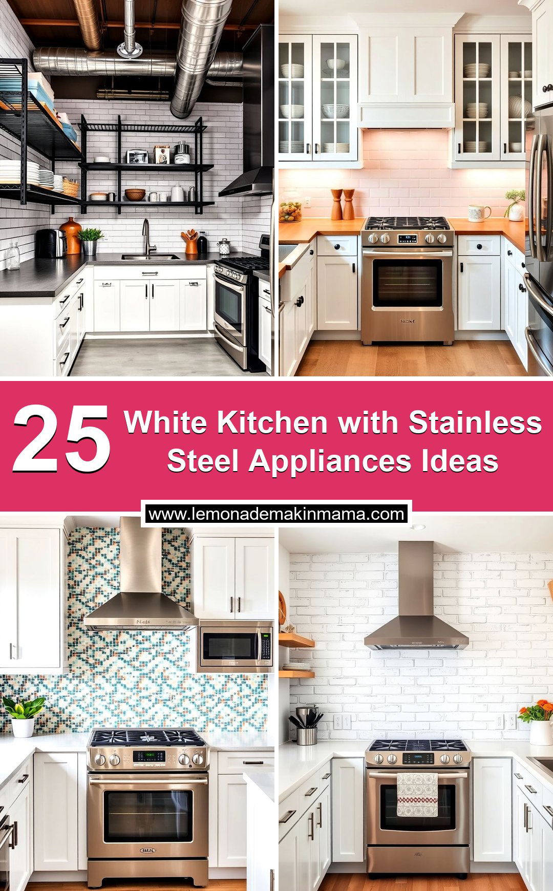 White Kitchen with Stainless Steel Appliances Ideas
