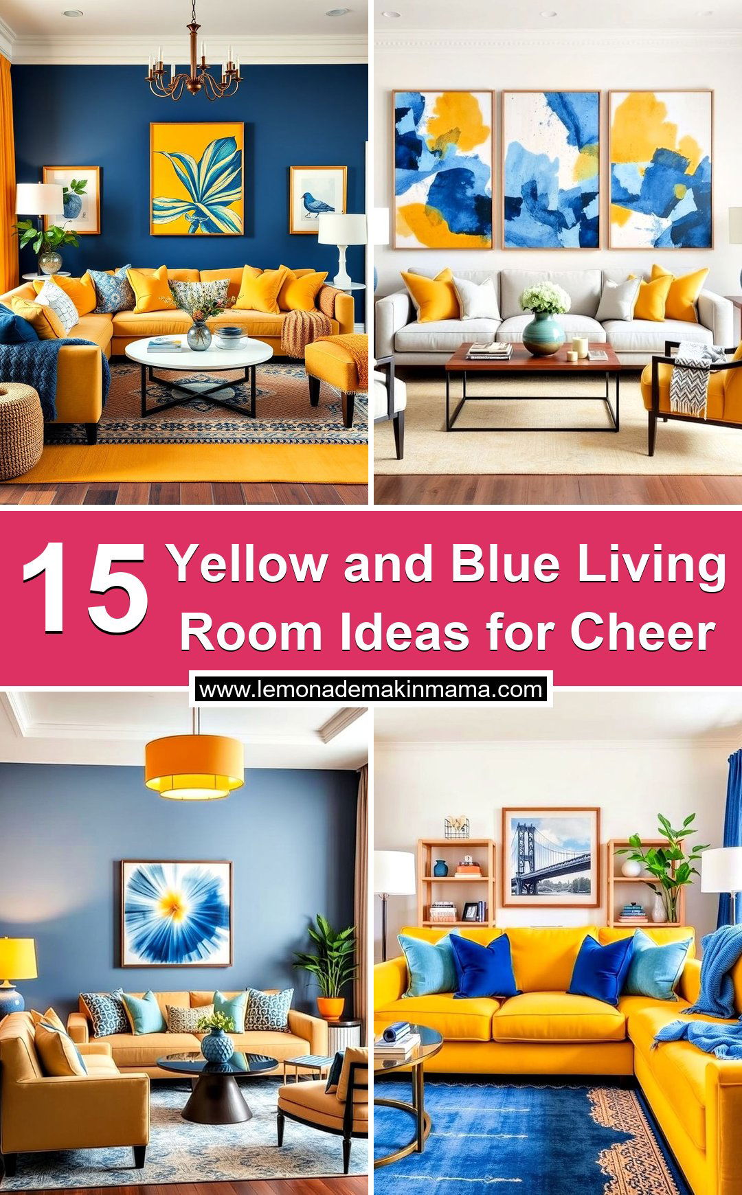 Yellow and Blue Living Room Ideas for Cheer