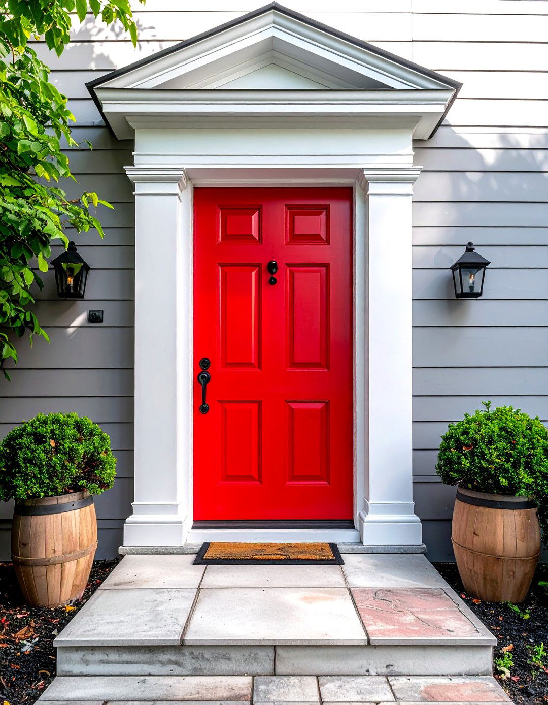 A Bold and Welcoming Red Front Door - 30 Colonial Front Porch Ideas for Charm