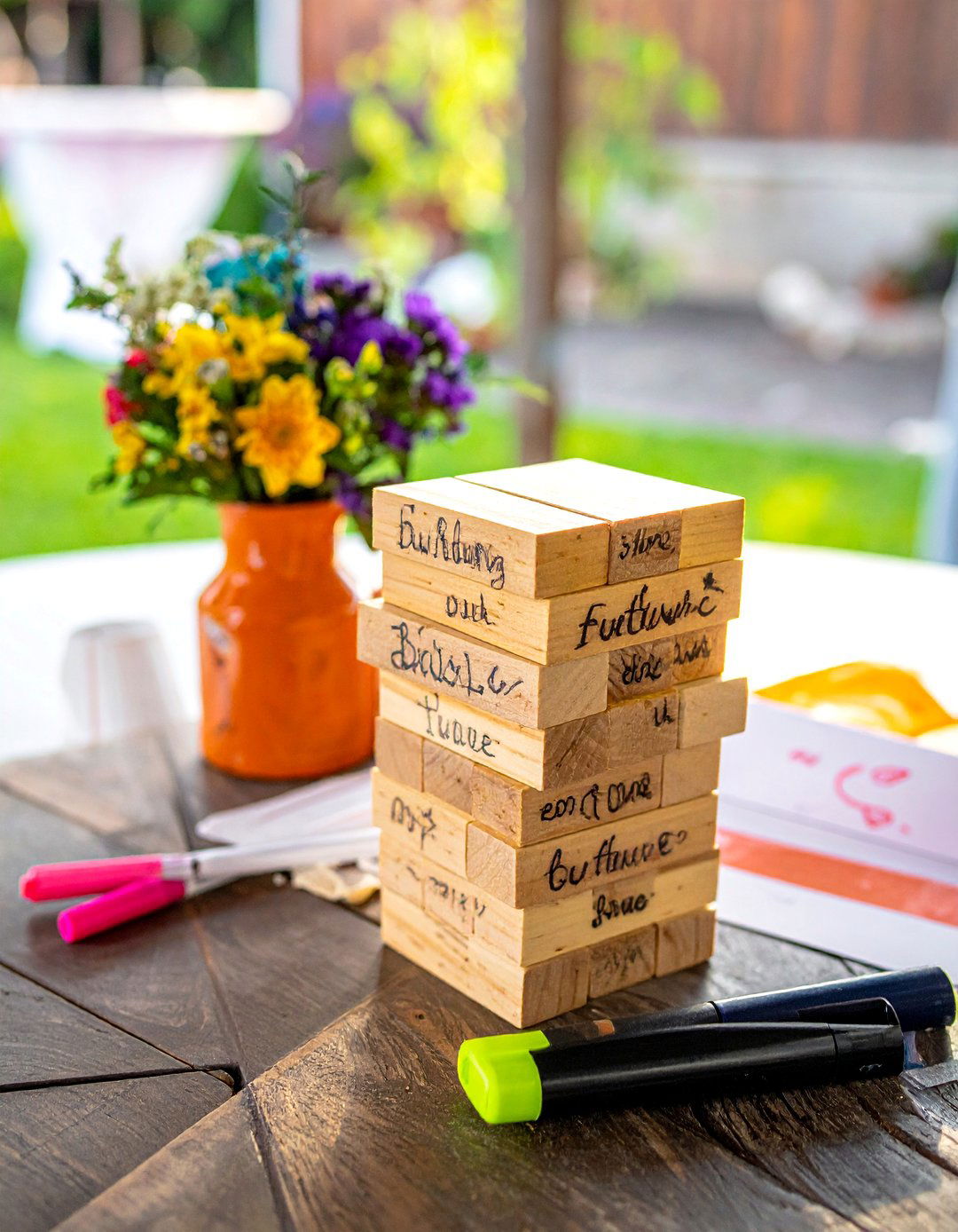 A Building Our Future Jenga Guest Book - 20 Housewarming Decoration Ideas for a Warm Welcome