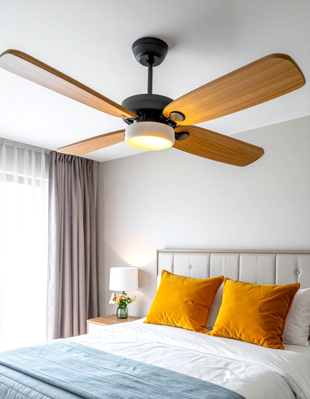 A Ceiling Fan for Gentle Air Circulation - 40 Bedroom Interior Design Ideas for Comfort