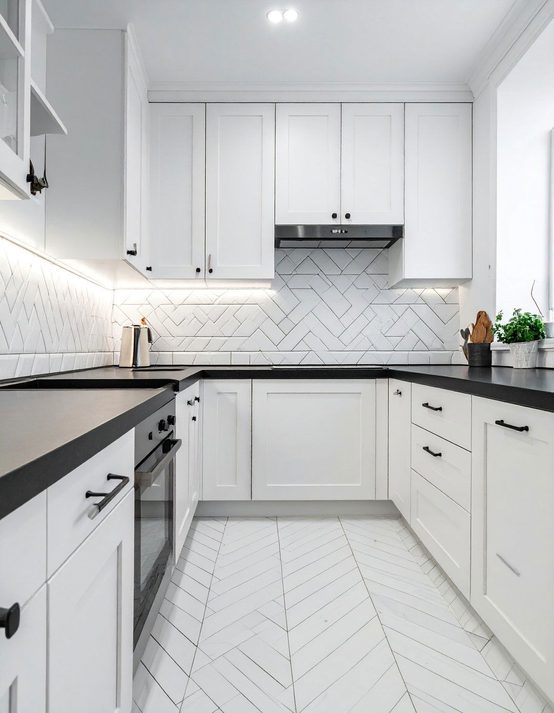 A Classic Subway Tile Backsplash - 20 Kitchen With Dark Countertops and Light Cabinets