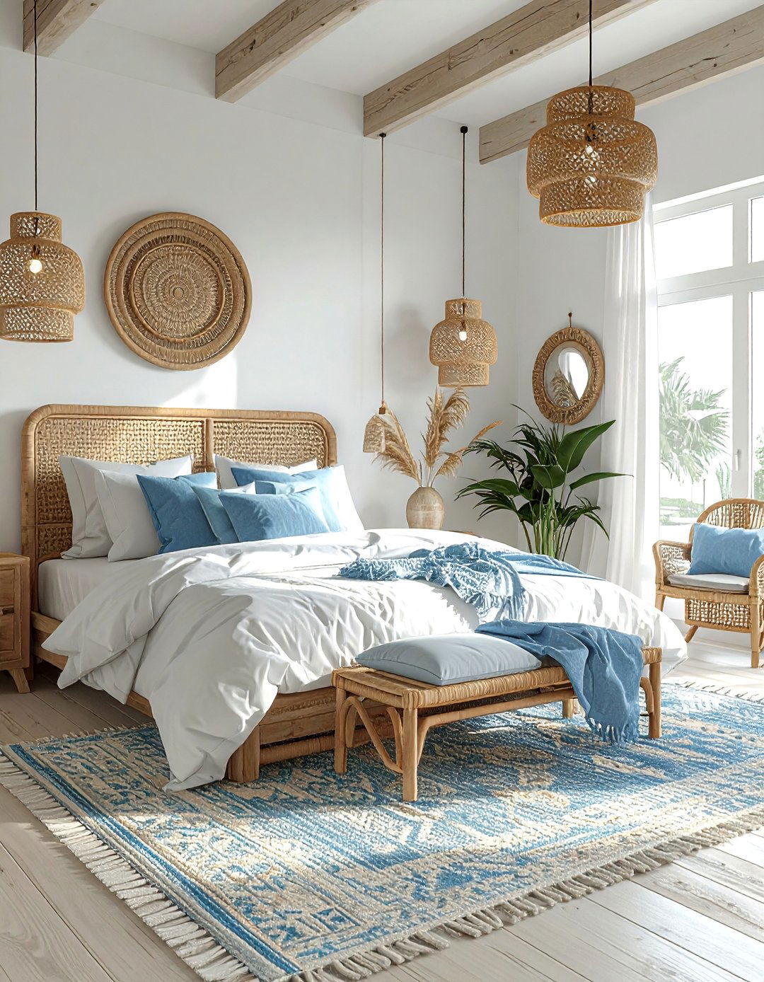 A Coastal Boho Bedroom Fusion - 40 Boho Bedroom Ideas for a Cozy and Eclectic Retreat