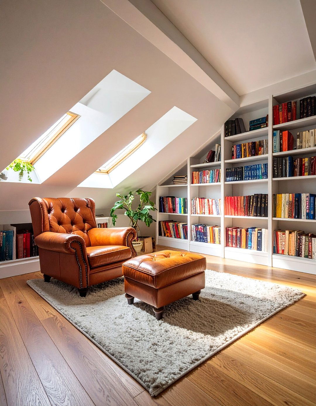 A Cozy Attic Library with Low Shelving - 30 Low Ceiling Small Attic Room Ideas for Cozy Spaces