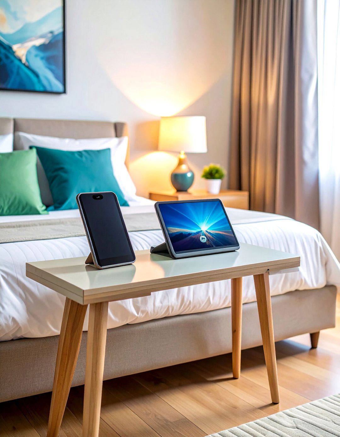 A Designated Place for Electronics - 40 Bedroom Interior Design Ideas for Comfort