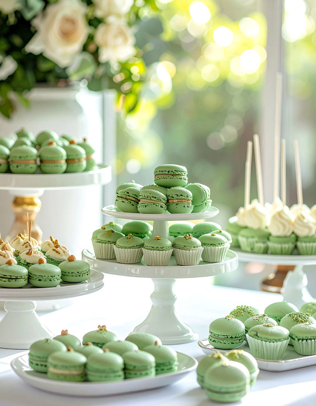A Dessert Table with Sage Green Treats - 30 Stunning Sage Green Wedding Ideas for a Serene Day
