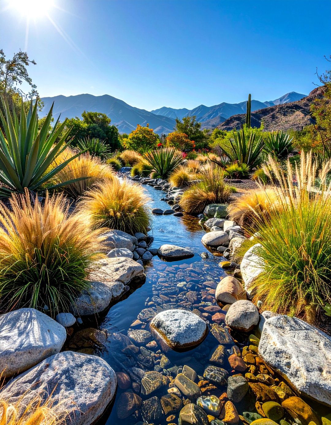 A Dry Creek Bed in a Mexican Garden - 25 Mexican Garden Ideas for a Vibrant Outdoor Space