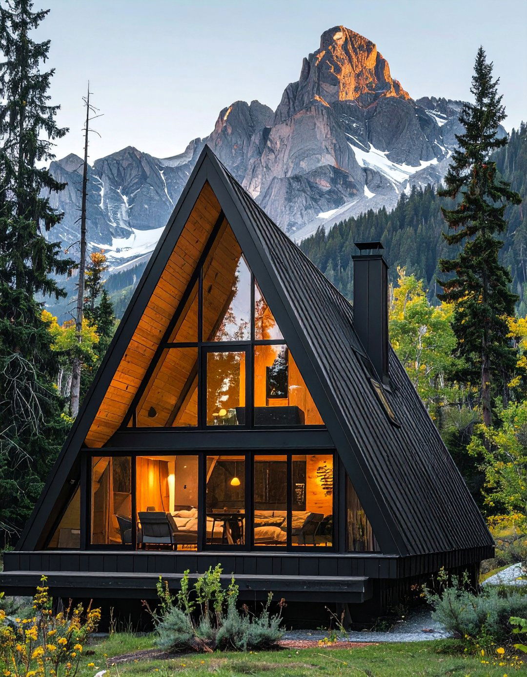 A Frame House With Black Windows - 30 Houses With Black Windows for Bold Style