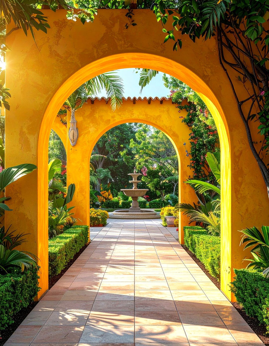A Hacienda Style Archway in a Mexican Garden - 25 Mexican Garden Ideas for a Vibrant Outdoor Space