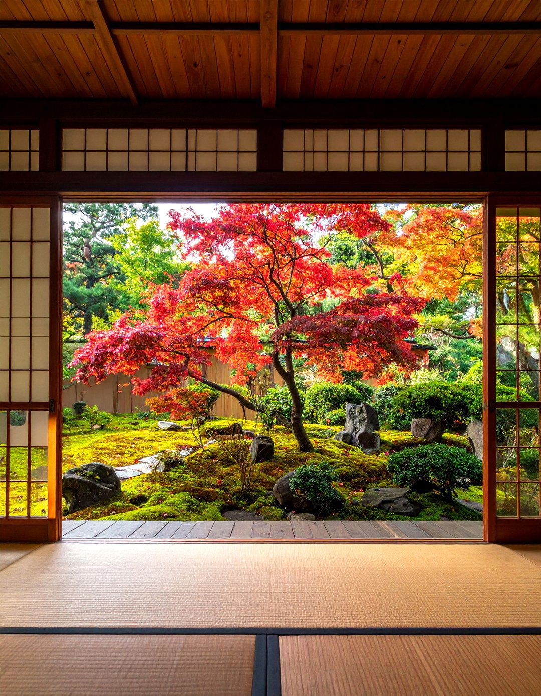 A Japanese Living Room with Views of a Japanese Garden - 30 Japanese Living Room Ideas for a Zen Space