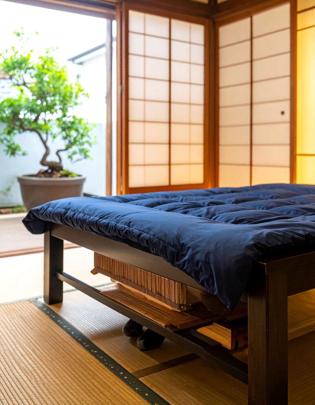 A Japanese Living Room with a Kotatsu Table - 30 Japanese Living Room Ideas for a Zen Space