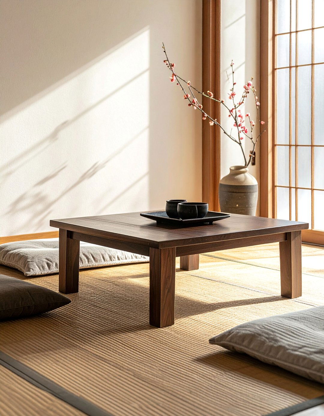 A Japanese Living Room with a Low Tea Table - 30 Japanese Living Room Ideas for a Zen Space