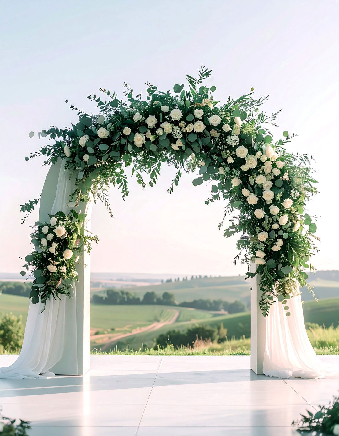 A Lush Sage Green Floral Wedding Arch - 30 Stunning Sage Green Wedding Ideas for a Serene Day