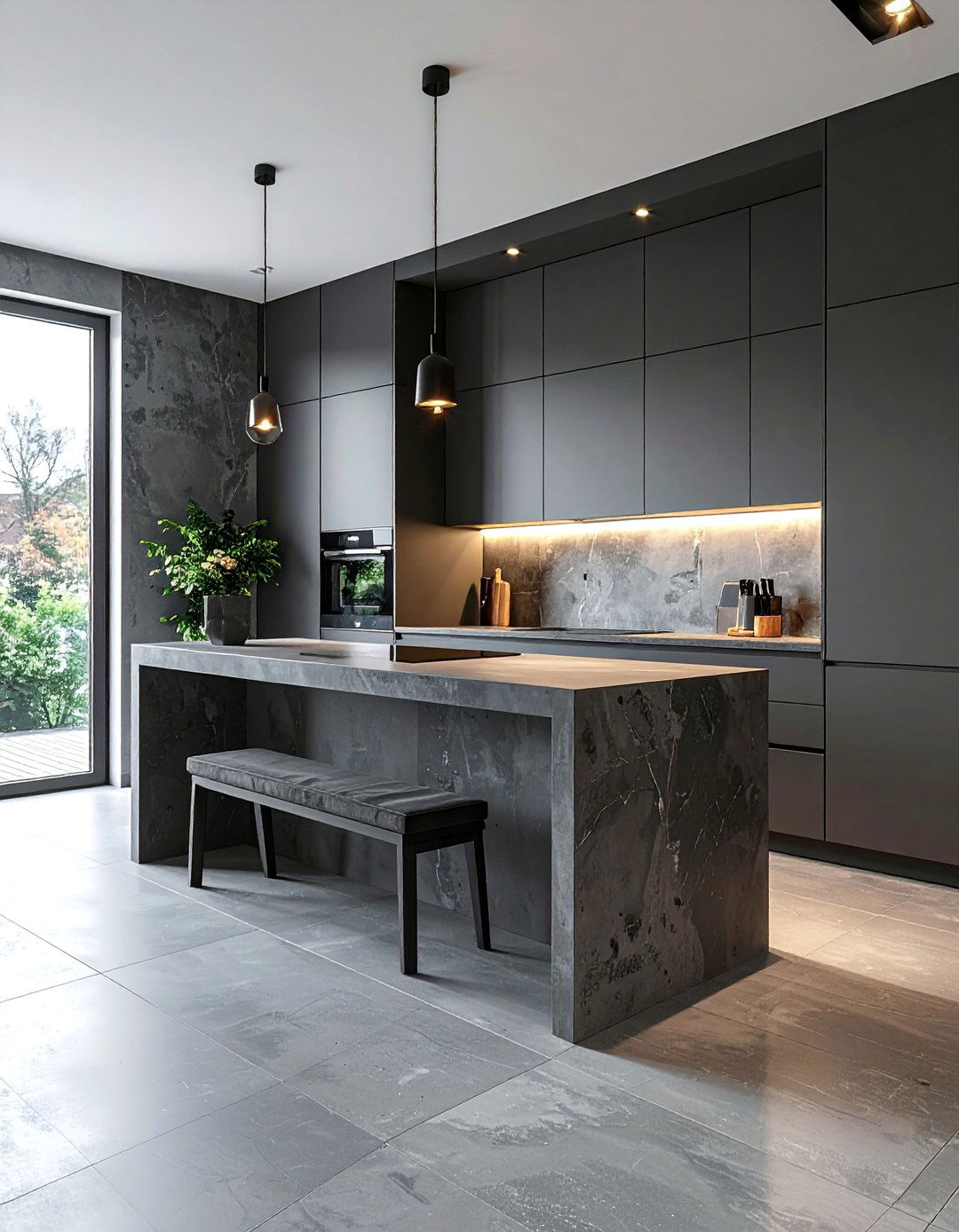 A Microcement Kitchen Feature Wall - 20 Microcement Kitchen Ideas for a Sleek Look