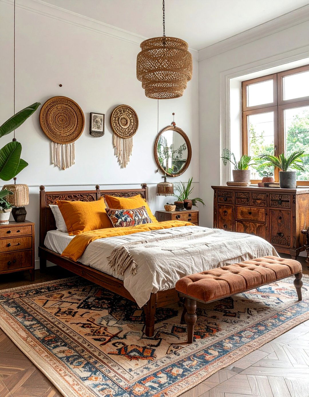 A Mix of Old and New Furniture - 40 Boho Bedroom Ideas for a Cozy and Eclectic Retreat