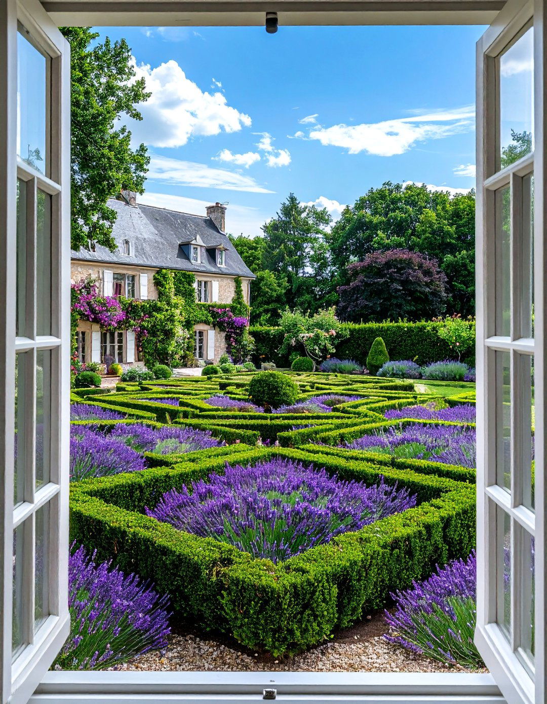 A Parterre Garden with Boxwood Hedges - 30 Traditional French Country House Exterior Ideas