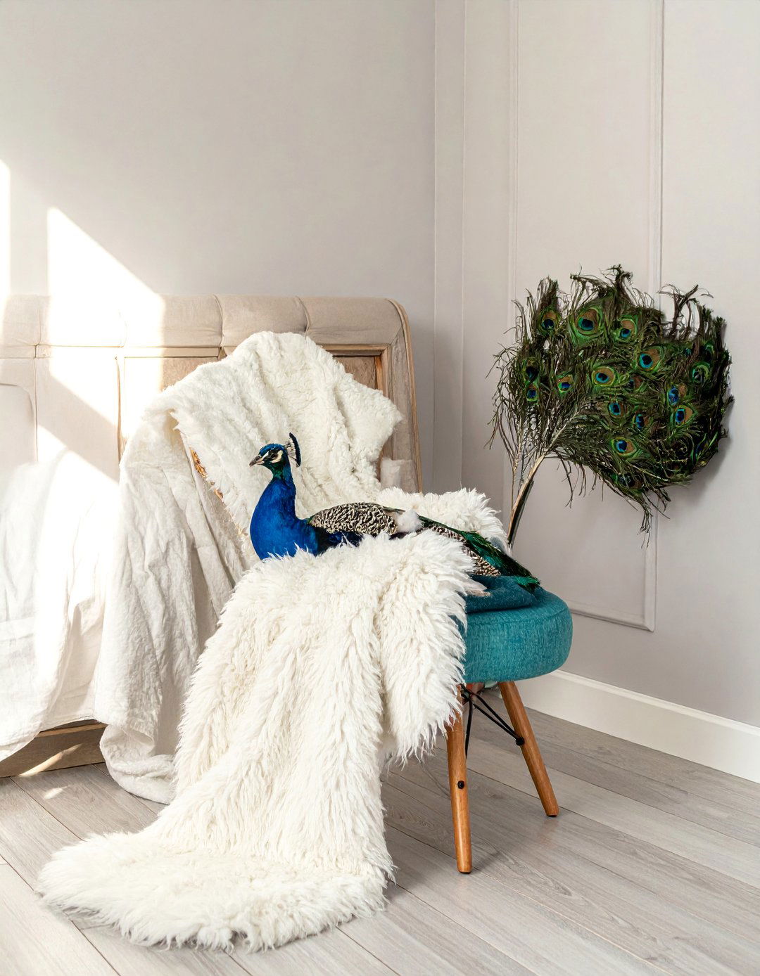 A Peacock Chair as a Boho Bedroom Statement Piece - 40 Boho Bedroom Ideas for a Cozy and Eclectic Retreat