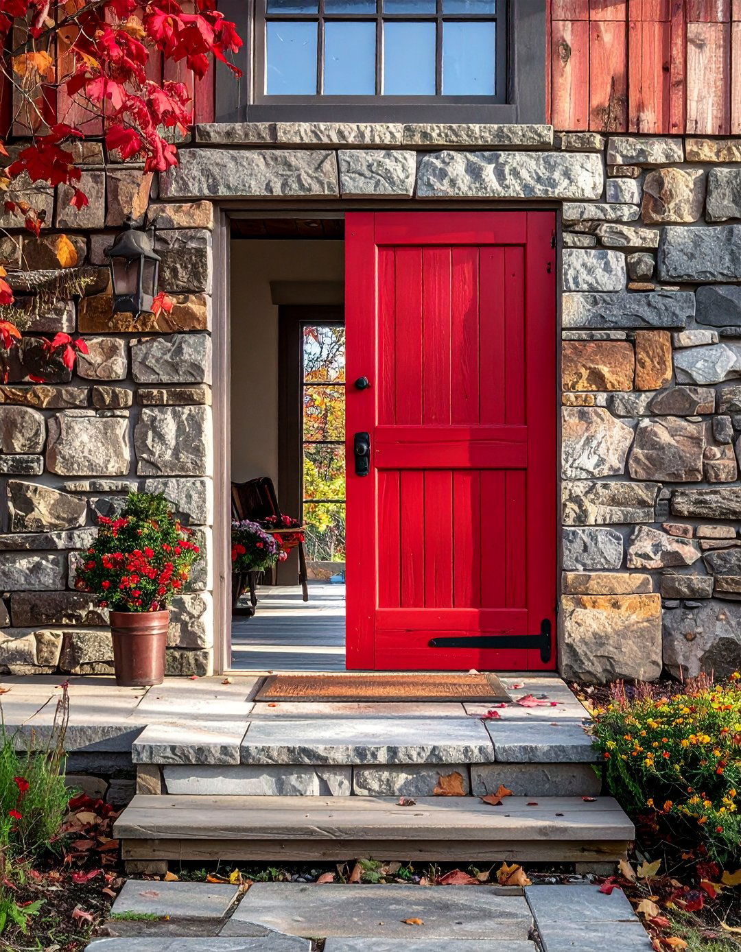 A Rustic Front Porch Featuring a Classic Dutch Door - 25 Rustic Front Porch Ideas for a Welcoming Entryway