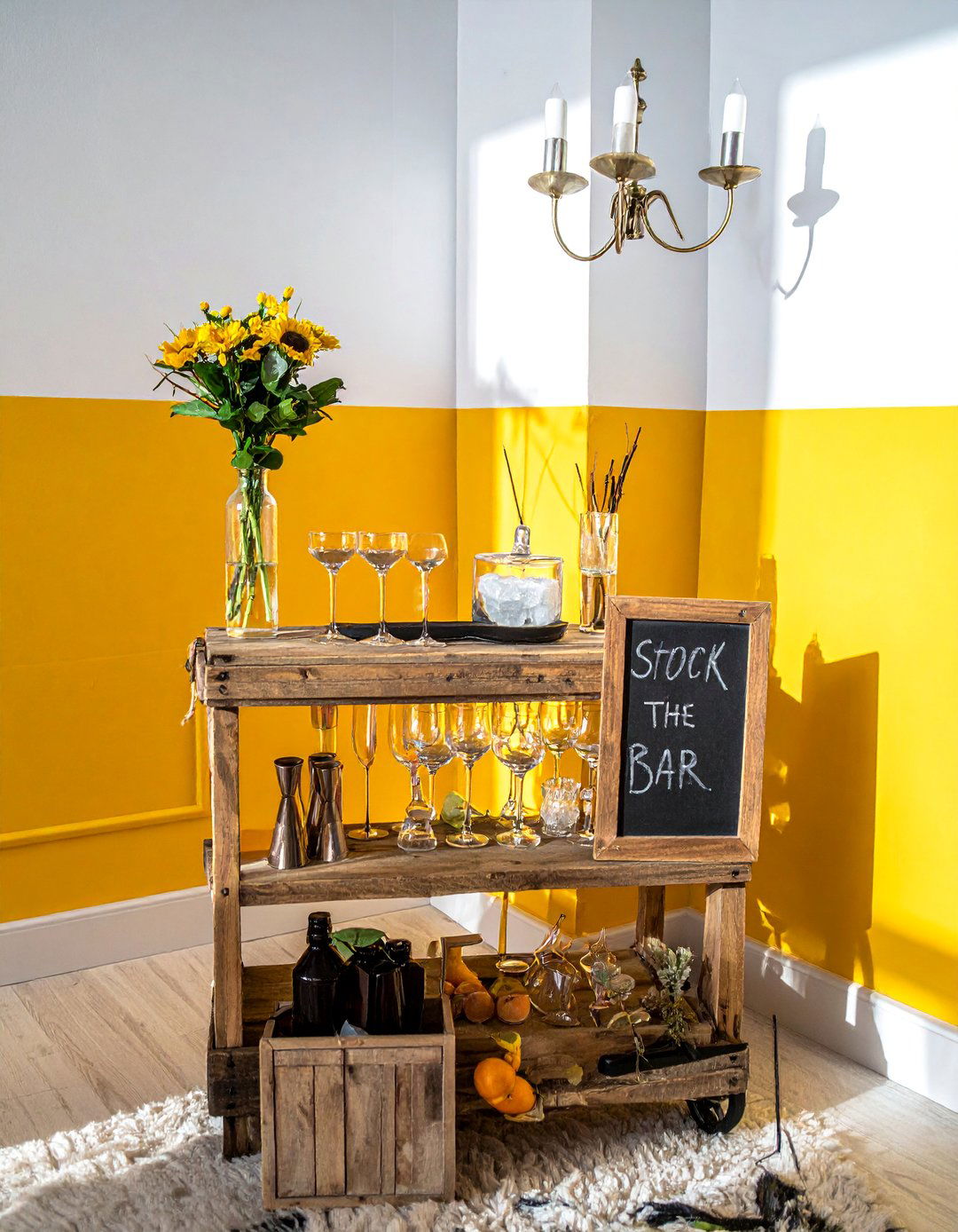 A Stock the Bar Themed Drink Station - 20 Housewarming Decoration Ideas for a Warm Welcome