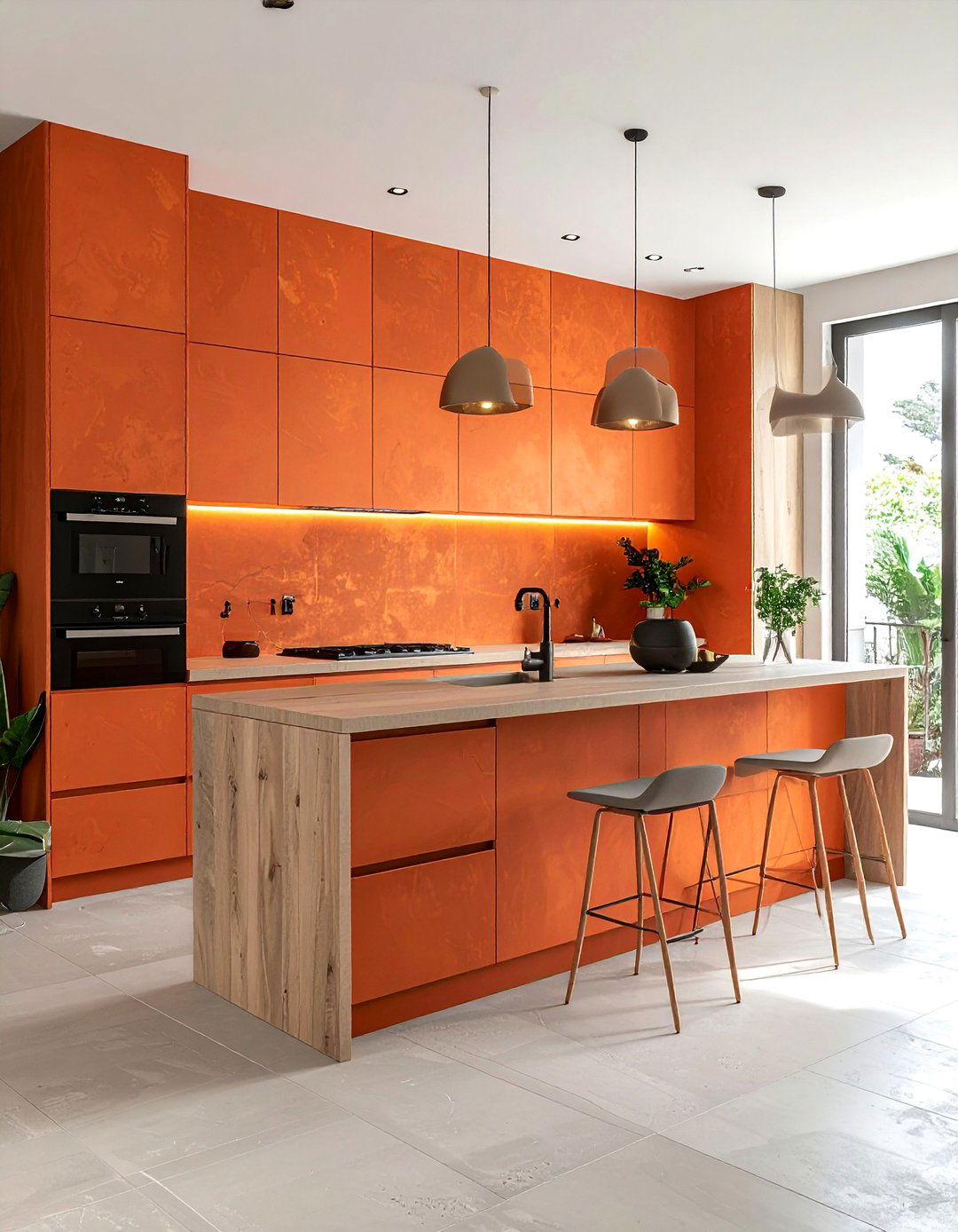 A Terracotta Toned Microcement Kitchen - 20 Microcement Kitchen Ideas for a Sleek Look