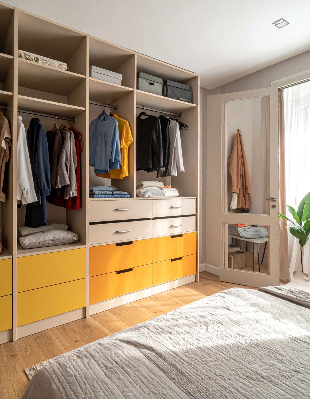 A Well Organized Closet System - 40 Bedroom Interior Design Ideas for Comfort