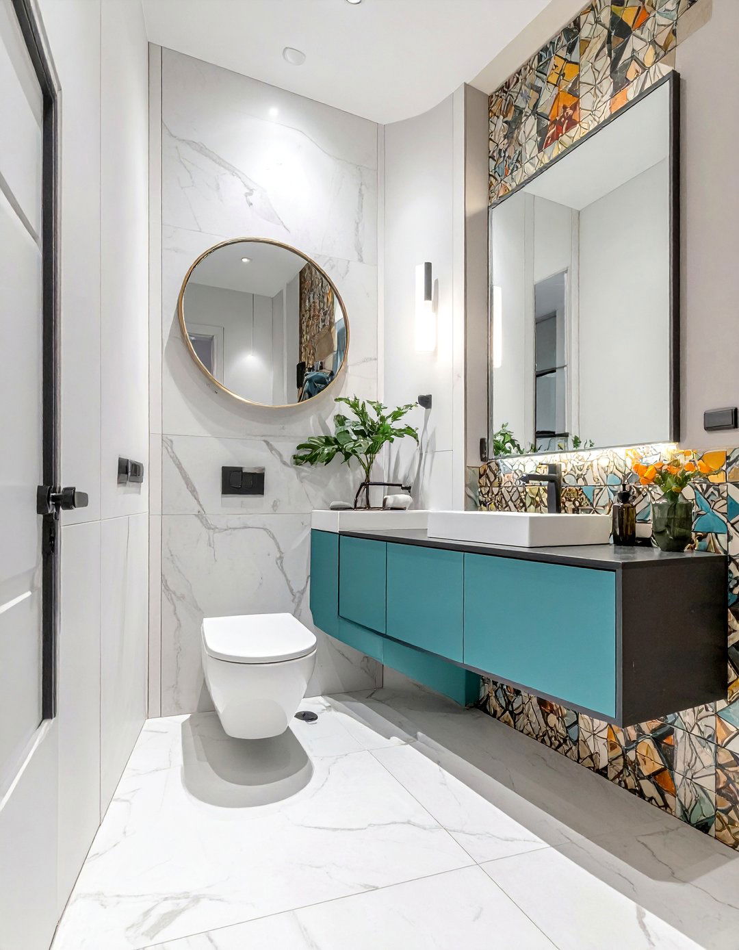 Accent Wall Features - 20 Hallway Bathroom Ideas for Functional Spaces