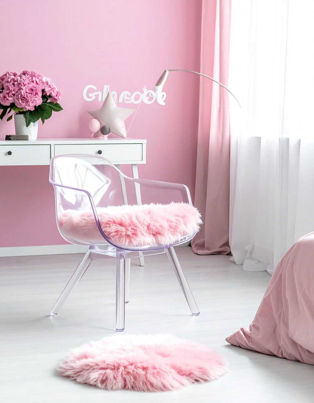Acrylic or Ghost Style Chair - 40 Teenage Girl Bedroom Ideas for a Stylish and Personal Space