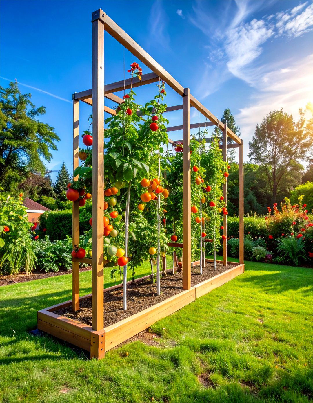 Adjustable Height Design - 30 Tomato Trellis Ideas for Your Vegetable Garden