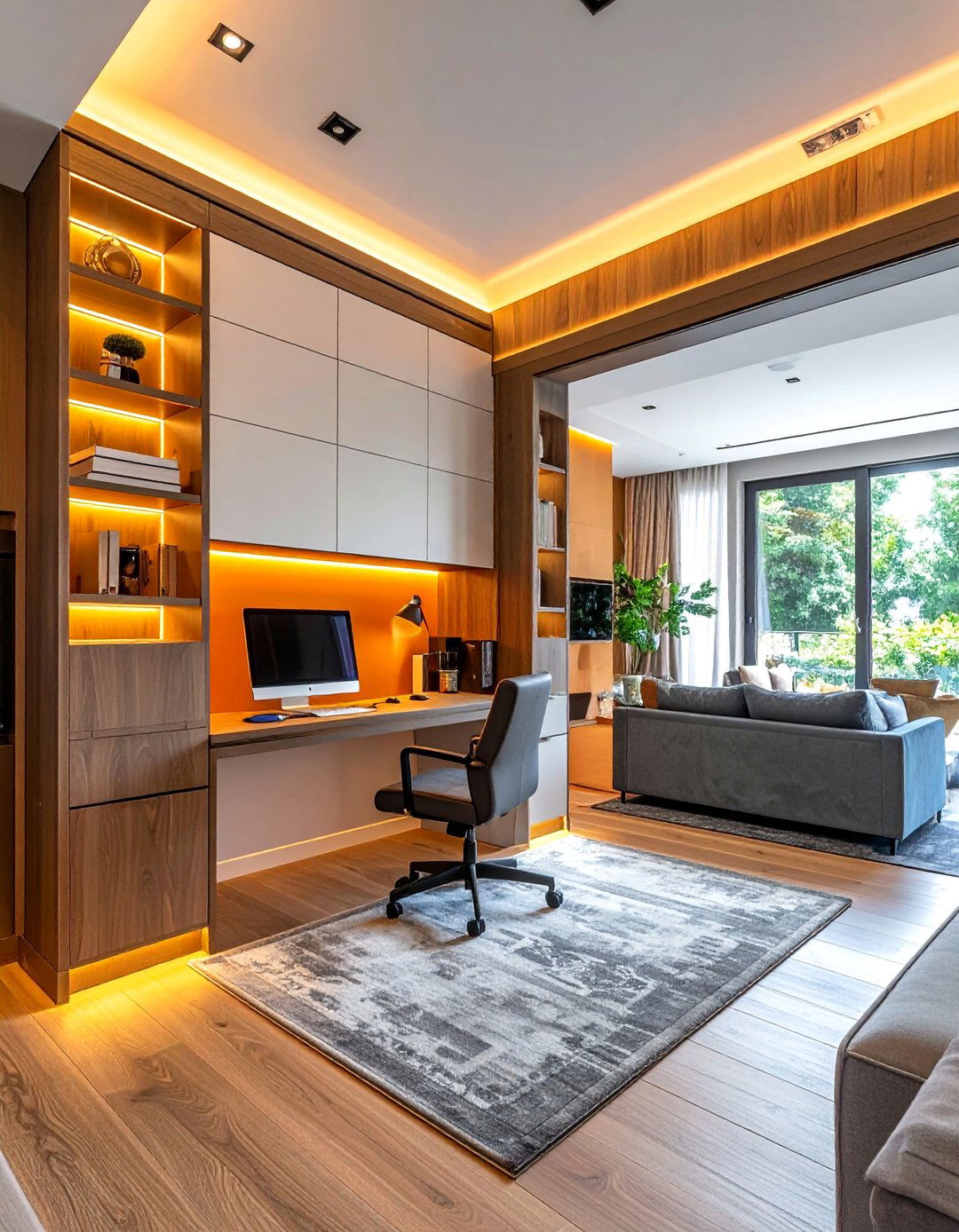 Alcove Custom Workspace - 30 Desk in Living Room Ideas for a Functional Space