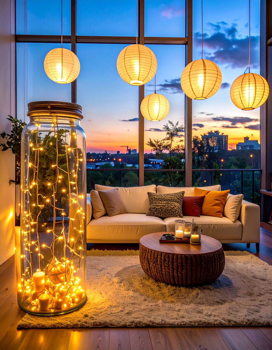 Ambient String Light and Lantern Decor - 20 Housewarming Decoration Ideas for a Warm Welcome