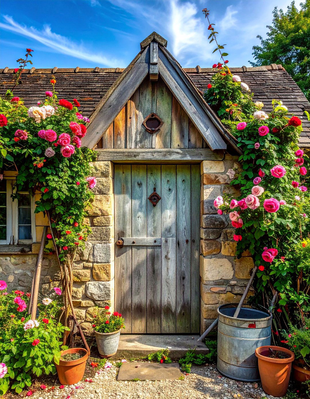 An Attached Stone Potting Shed - 30 Traditional French Country House Exterior Ideas