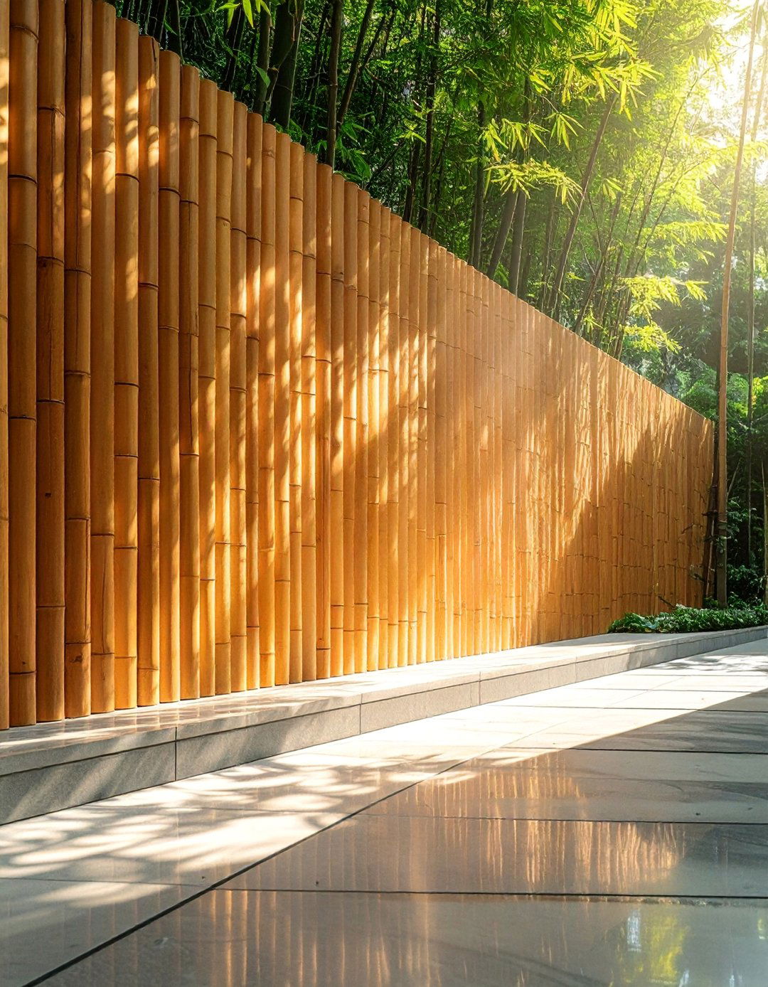 Angled Panel Bamboo Screen - 40 Japanese Fence Ideas for Serene Gardens