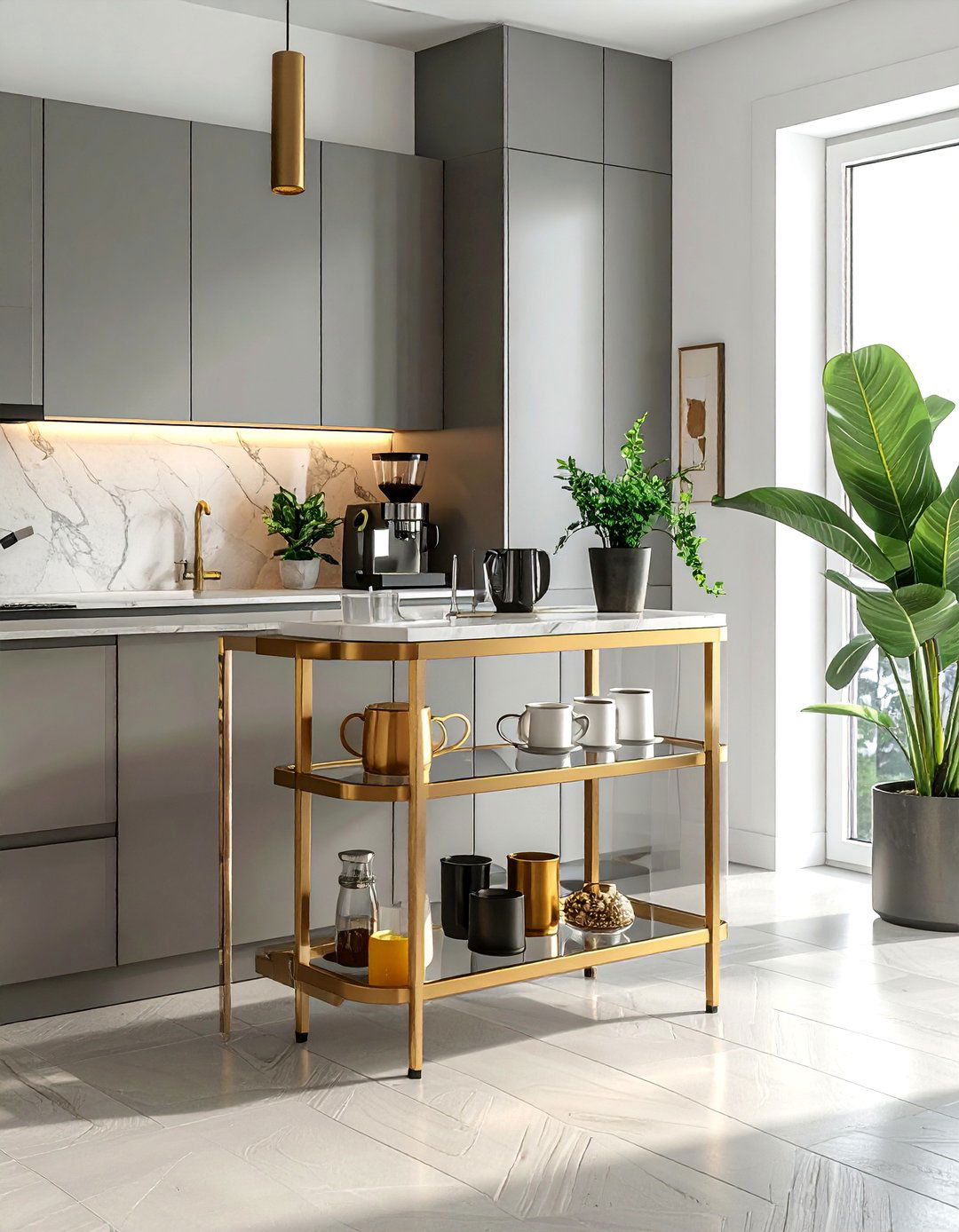 Apartment Decorating with a Bar Cart for Versatility - 40 Apartment Decorating Ideas to Maximize Small Spaces