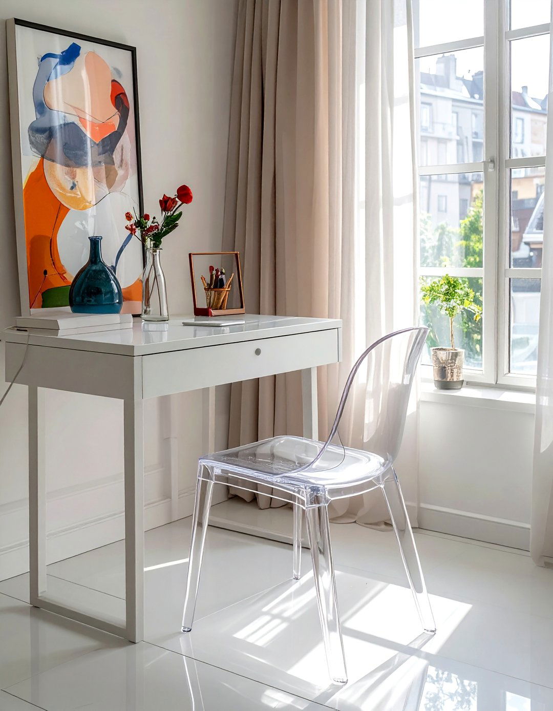 Apartment Decorating with a Lucite or Ghost Chair - 40 Apartment Decorating Ideas to Maximize Small Spaces