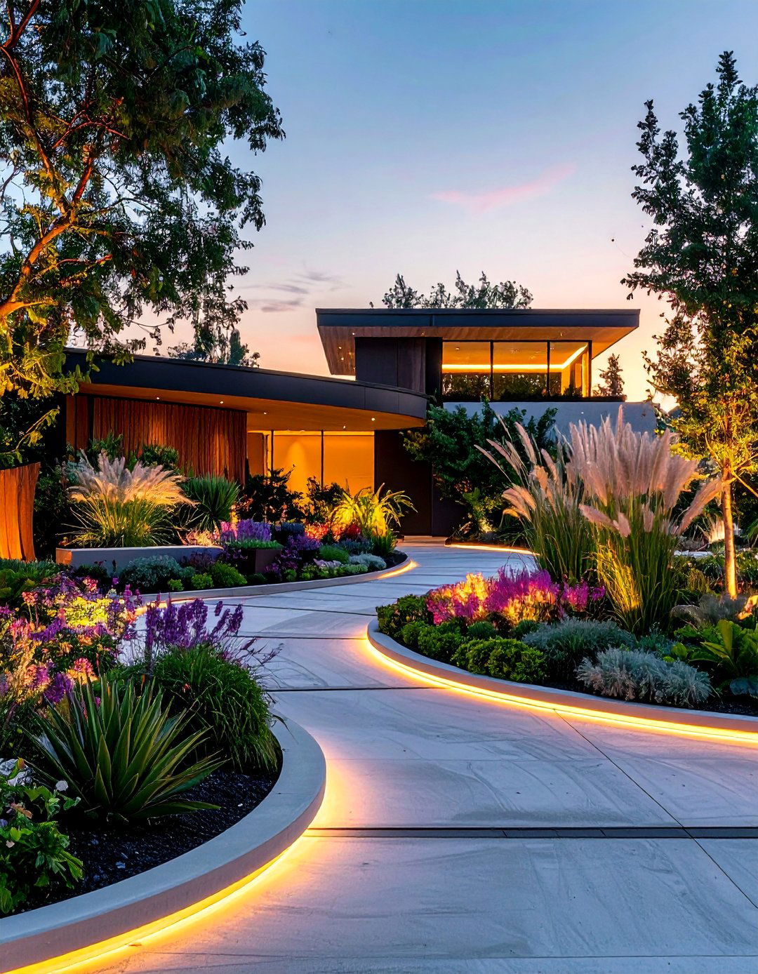Architectural Statement Garden - 30 Circular Driveway Landscaping Ideas for Your Home