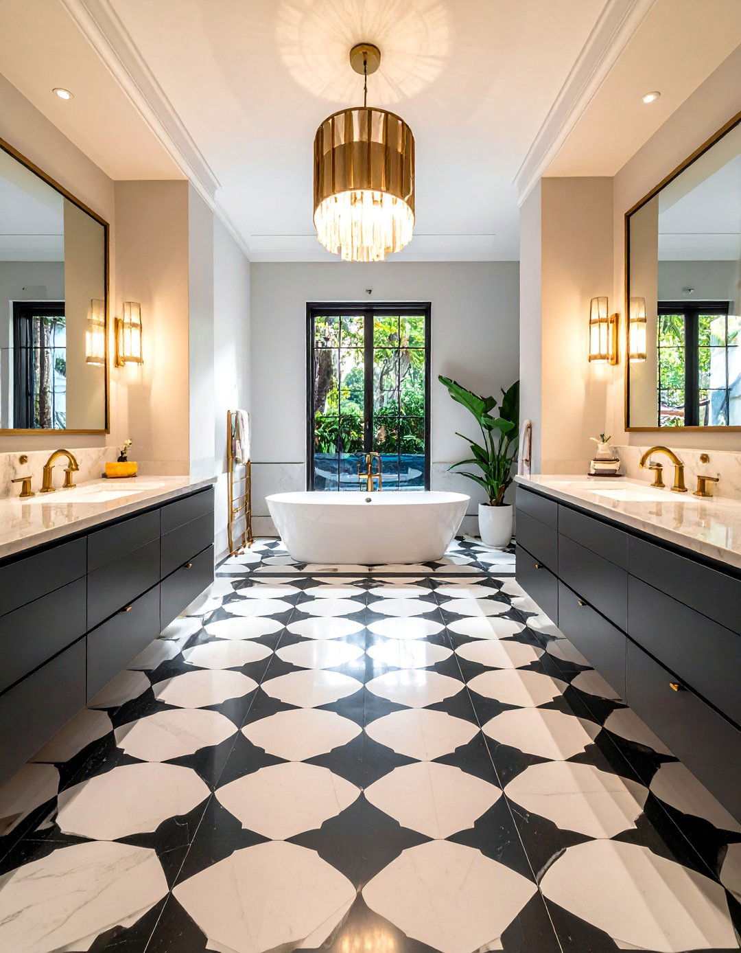 Art Deco Glamour Pool Bathroom Design - 20 Pool Bathroom Ideas for a Luxurious Spa Feel
