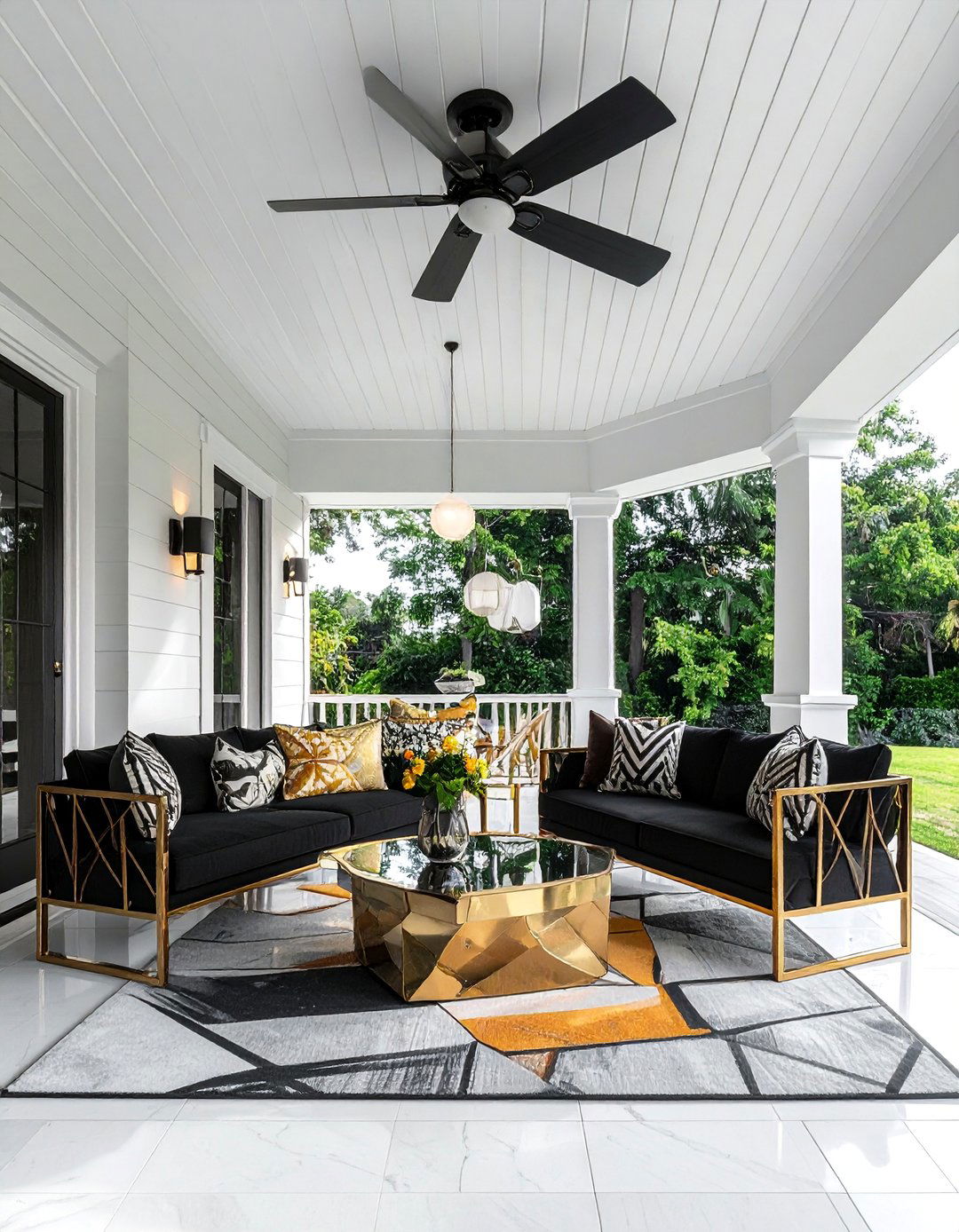 Art Deco Glamour - 40 Covered Porch Ideas for Year-Round Enjoyment