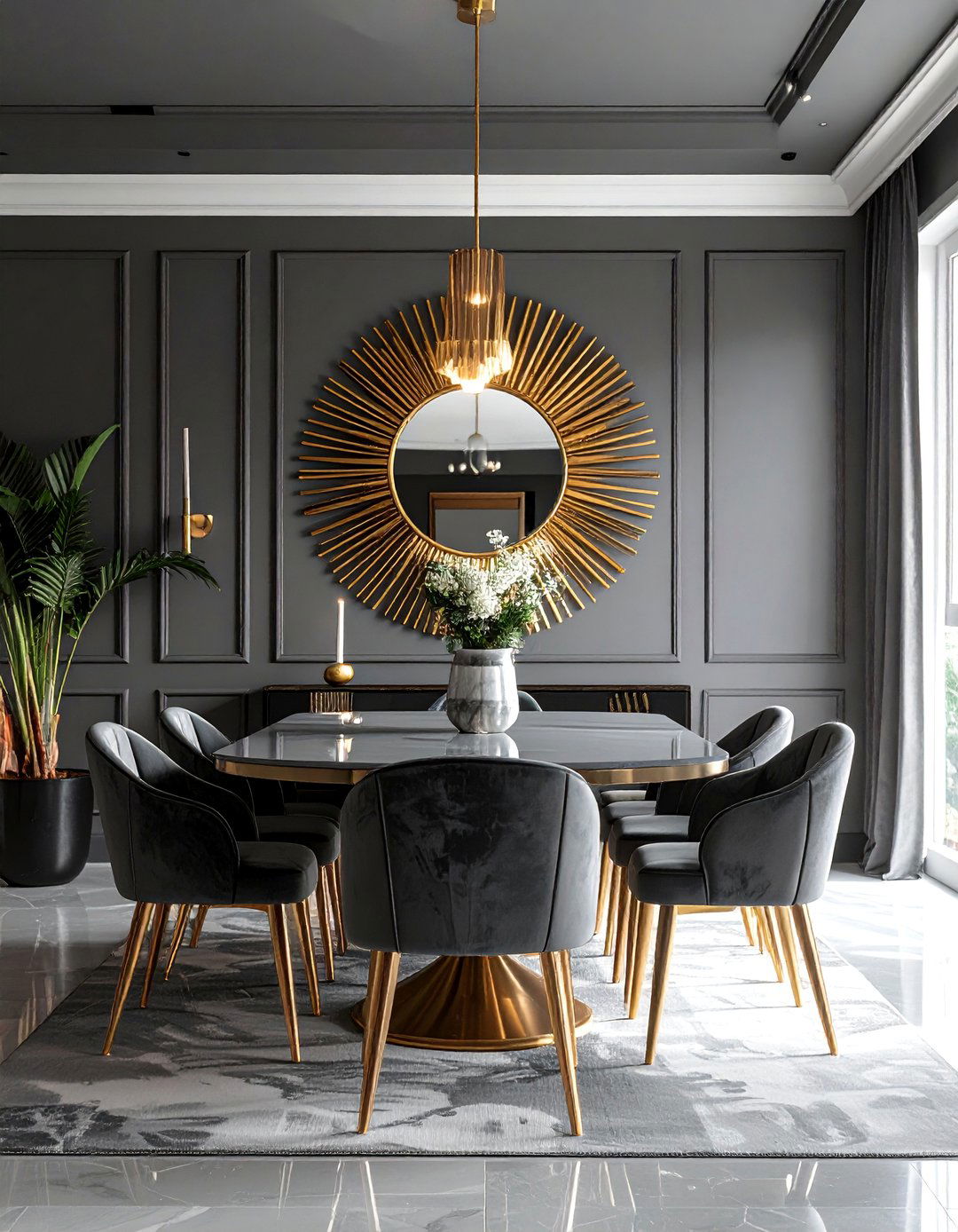Art Deco Inspired Gray Dining Room - 25 Gray Dining Room Ideas for a Stylish Space