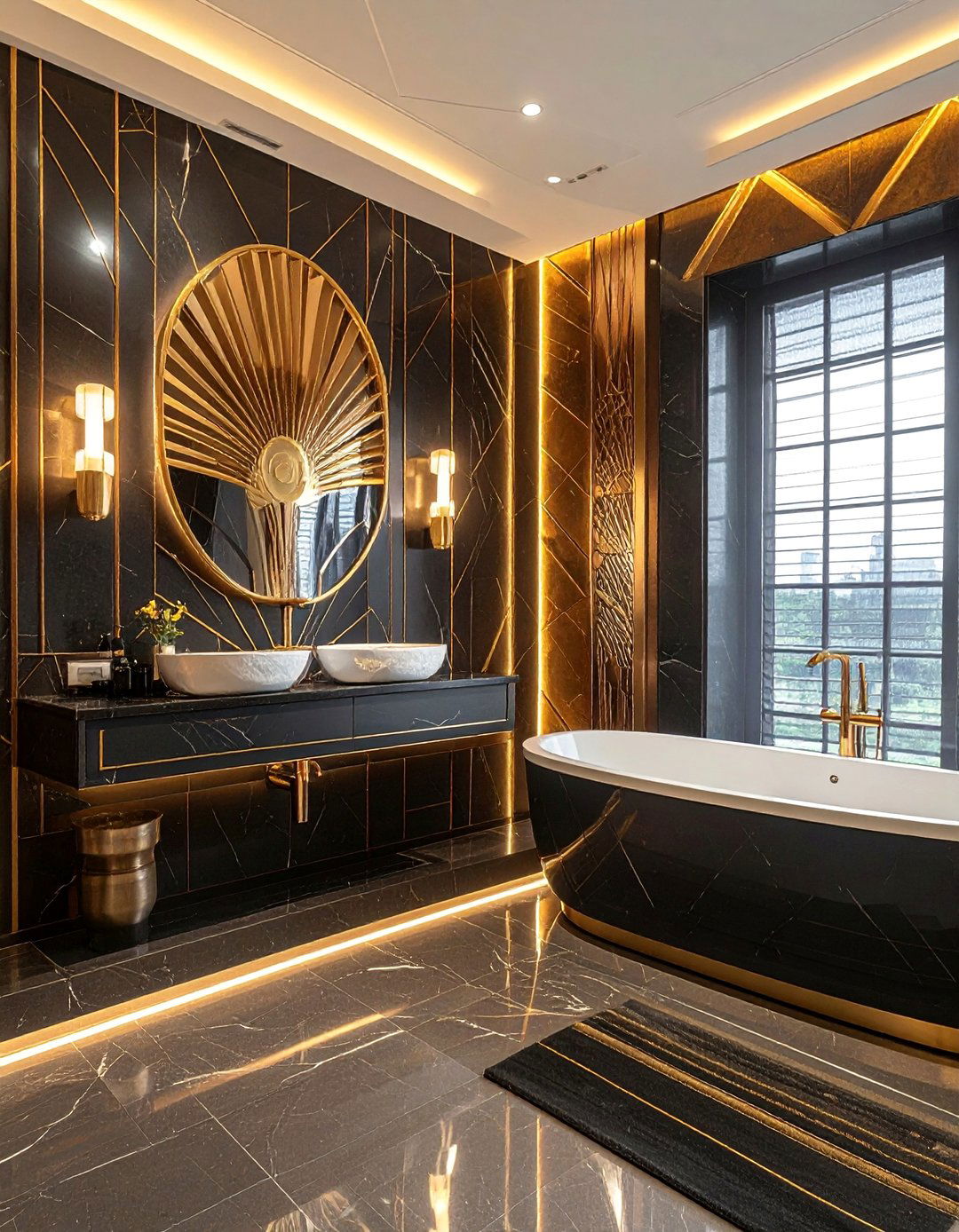 Art Deco Patterns - 30 Bathroom Mural Ideas to Elevate Your Decor