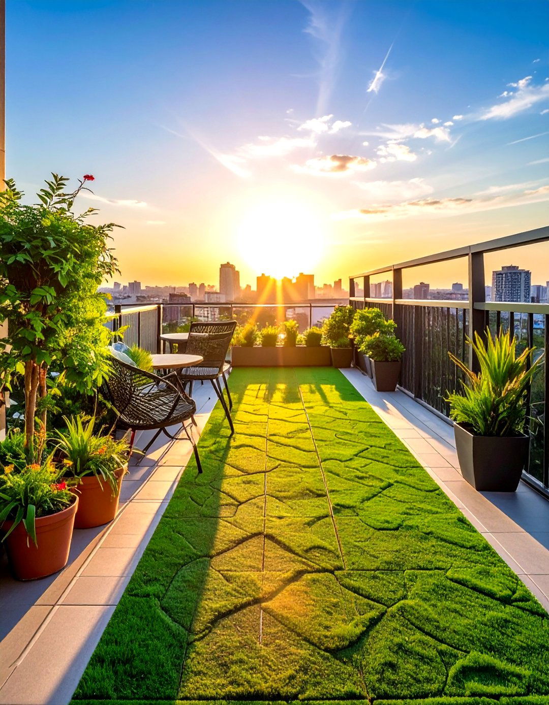 Artificial Grass Tiles for Balconies and Patios - 20 Landscaping With Artificial Plants Ideas