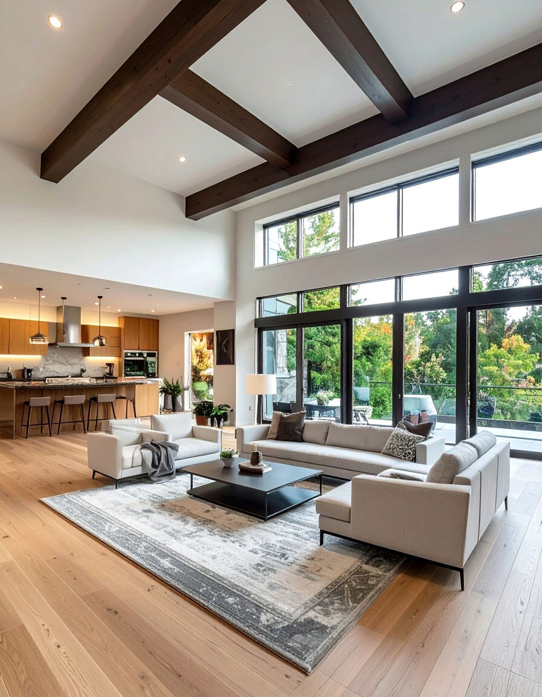 Asymmetrical Exposed Beam Living Room Layout - 25 Exposed Beam Living Room Ideas for Rustic Charm