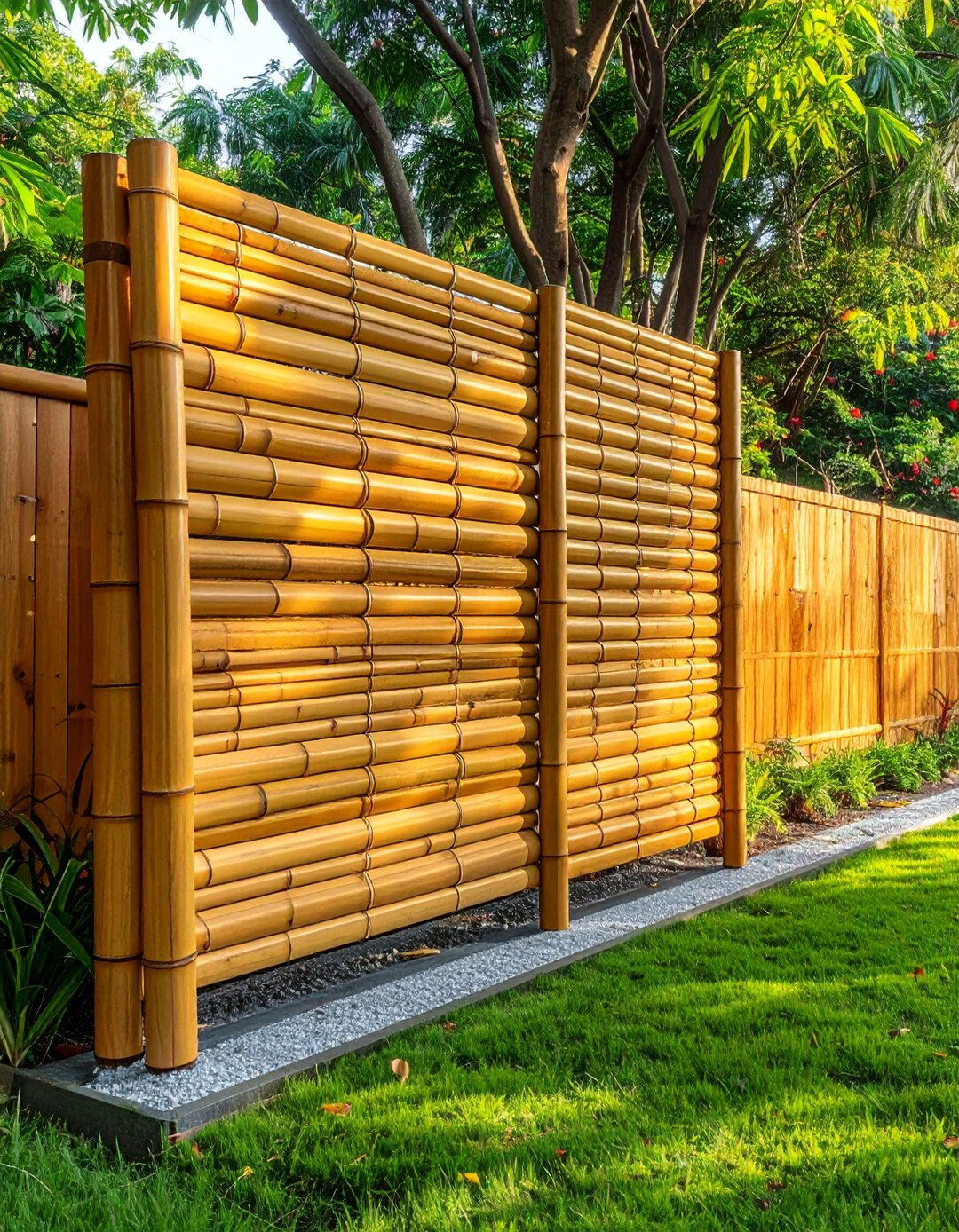Bamboo Natural Privacy Screen - 25 Backyard Fence Ideas to Enhance Your Outdoor Space