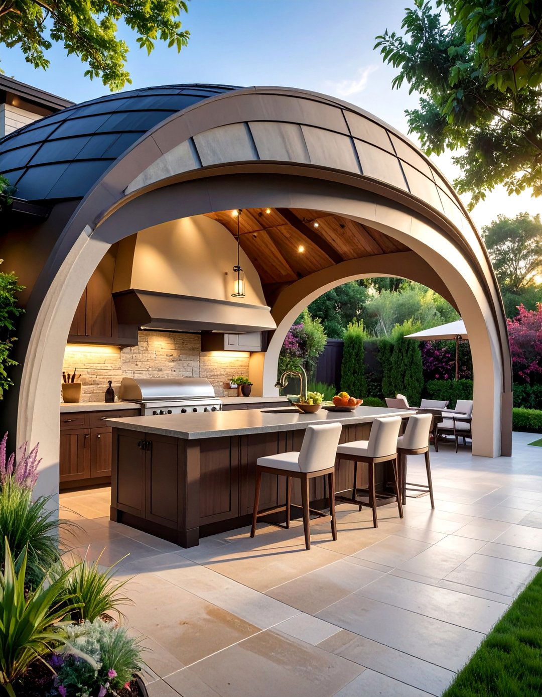 Barrel Vault Roof Designs - 20 Outdoor Kitchen Roof Ideas for Shade and Style