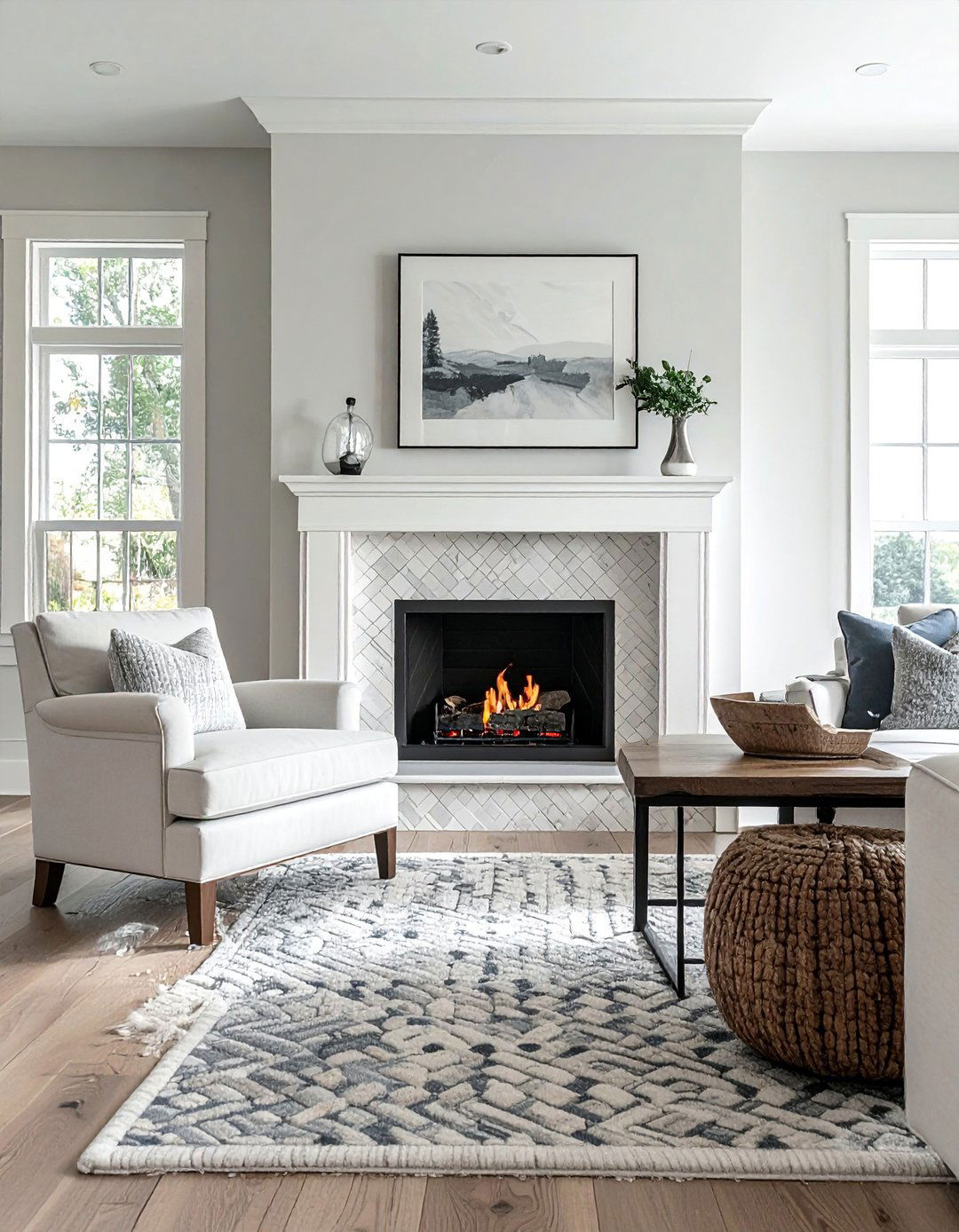 Basketweave Pattern Farmhouse Fireplace Tile - 30 Farmhouse Fireplace Tile Ideas for a Cozy Ambiance