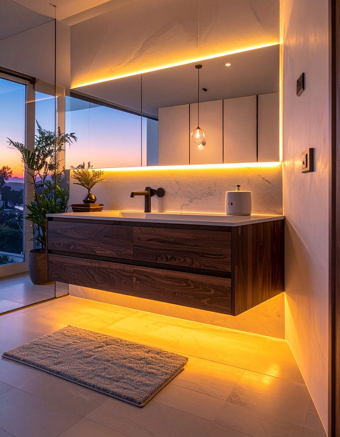 Bathroom Vanity with Integrated LED Lighting - 40 Bathroom Vanity Ideas to Elevate Your Space