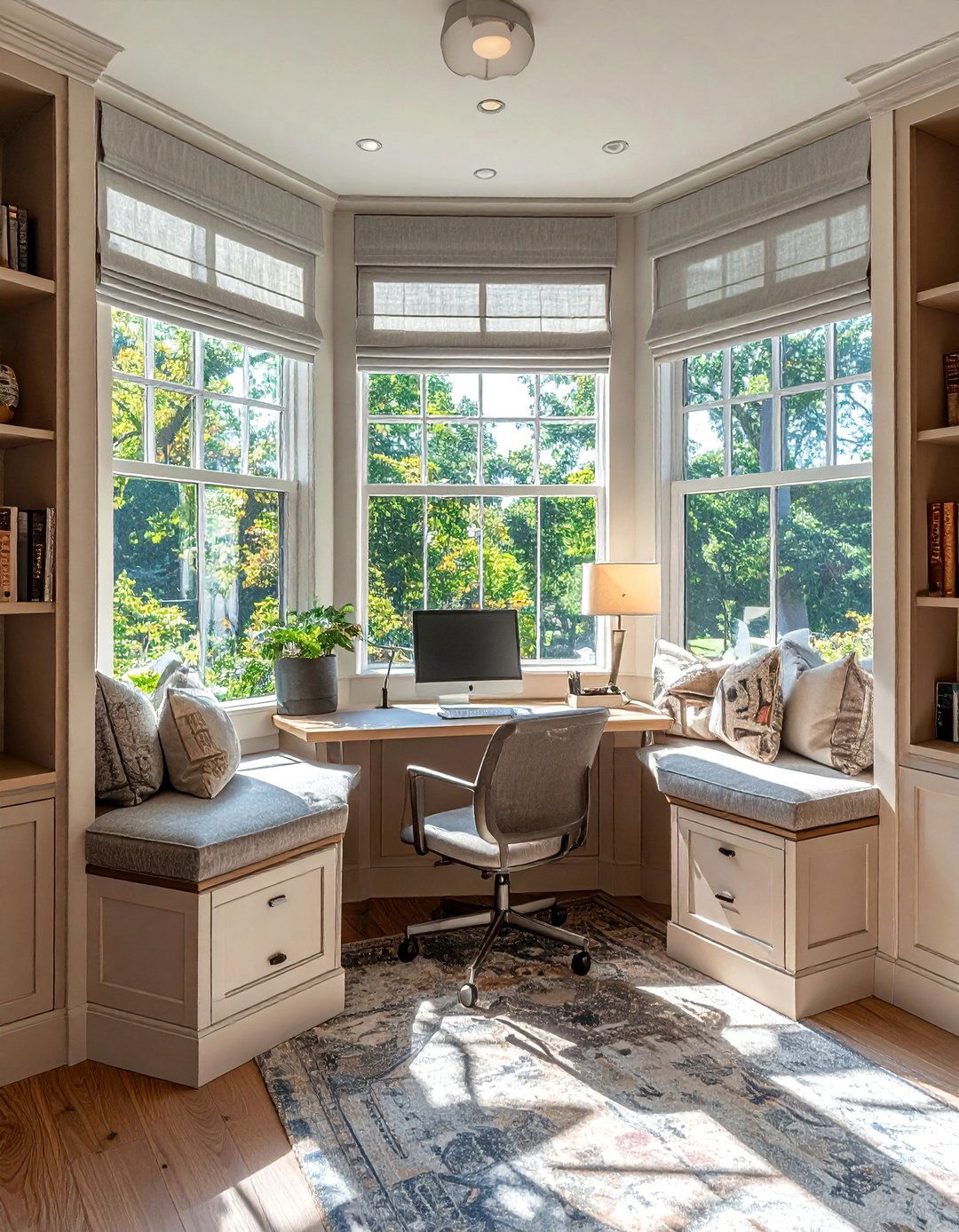 Bay Window Reading Nook Office - 30 Desk in Living Room Ideas for a Functional Space